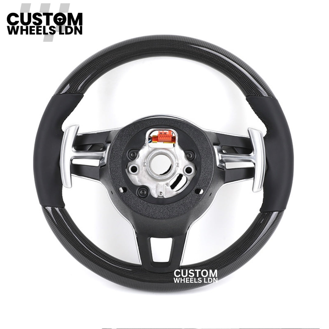 Porsche Custom Carbon Fibre OEM Steering Wheel - Fits Most Models: 911, Cayenne, Panamera, Macan, Boxter, Taycan & More)