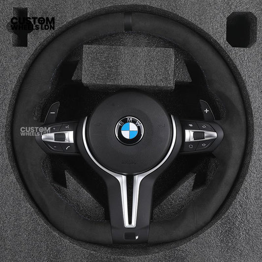 BMW Custom Steering Wheel – Full Alcantara with Smooth Grip & Silver Trim | Fits F20 F22 F30 F32 F36 F10 F06 F13 X1 X3 X4 X5 X6 + More
