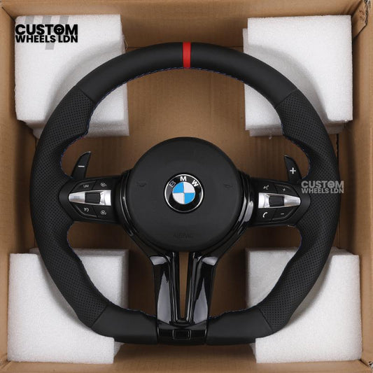 BMW Custom Steering Wheel – Red Center Stripe, M stitches & Perforated Leather | Fits F20 F22 F30 F32 F36 F10 F06 F13 X1 X3 X4 X5 X6 + More