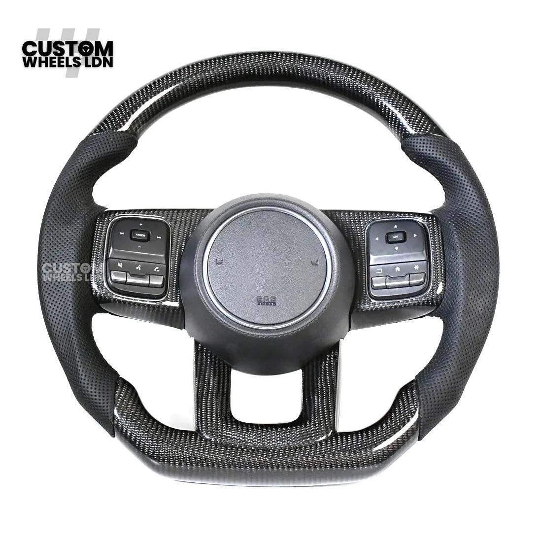 Toyota Custom Land Cruiser 300 Series Steering Wheel – Carbon Fiber, Flat Bottom, Perforated Leather Grips | Fits 2022+ LC300 Models | Plug & Play | Premium Retrofit Upgrade | Full Custom Build Available