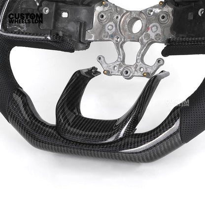 Toyota Custom Land Cruiser 300 Series Steering Wheel – Carbon Fiber, Flat Bottom, Perforated Leather Grips | Fits 2022+ LC300 Models | Plug & Play | Premium Retrofit Upgrade | Full Custom Build Available