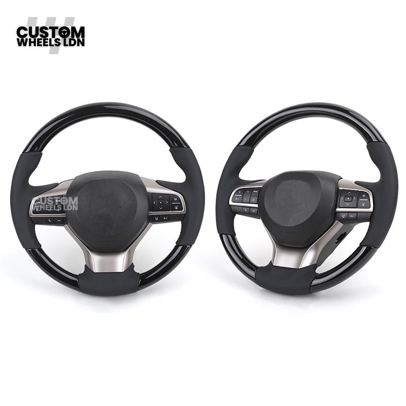 Lexus Custom Steering Wheel – Gloss Wood Trim, Smooth Black Leather, Factory Controls, OEM Finish | Fits RX, GS, IS, LS, NX + more | Plug & Play | Retrofit Upgrade for Older Models