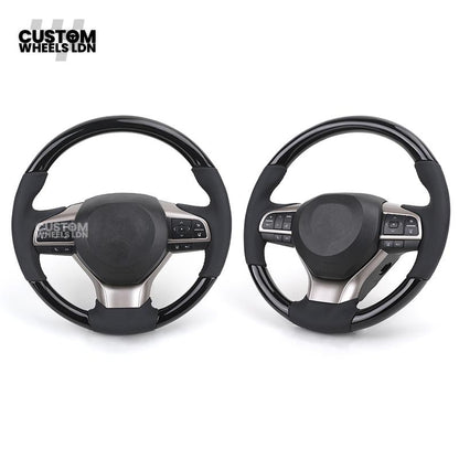 Lexus Custom Steering Wheel – Gloss Wood Trim, Smooth Black Leather, Factory Controls, OEM Finish | Fits RX, GS, IS, LS, NX + more | Plug & Play | Retrofit Upgrade for Older Models