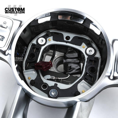 Mercedes Custom AMG Steering Wheel Carbon & Black Leather | Red Centre Stripe | AMG Style | Paddle Shifters | Complete Retrofit | Fits A-Class, C-Class, E-Class, GLC, CLA, W176, W205 + more