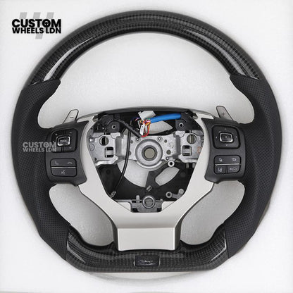 Lexus Custom Steering Wheel, Carbon Fiber Flat Bottom, Perforated Leather Grips, Paddle Cutouts | Fits CT, IS, GS, RX, NX + More | Sporty Retrofit Upgrade | Plug & Play | Built for Comfort & OEM Fitment