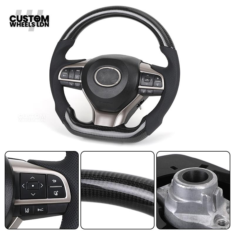 Lexus Custom Carbon Steering Wheel – Flat Bottom, Perforated Leather, OEM Controls | Fits IS, GS, RC, CT + more | Plug & Play Upgrade