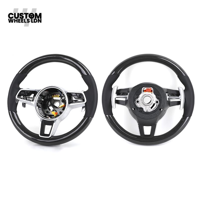 Porsche Custom Steering Wheel – Carbon Fibre & Leather with Chrome Trim | Fits 997, 991, Panamera, Cayenne, Cayman (2000+ Plug & Play)