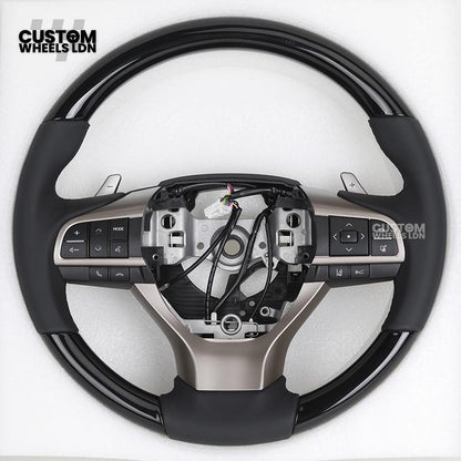 Lexus Custom Steering Wheel – Gloss Woodgrain & Matte Black Leather | OEM-Style Luxury Upgrade | Fits RX, GS, IS, NX, CT + More | Plug & Play | Comfort-Focused Premium Finish