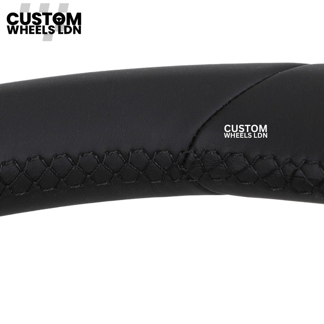 Porsche Custom Black Full Leather Steering Wheel - Fits Most Models: 911, Cayenne, Panamera, Macan, Boxter, Taycan & More