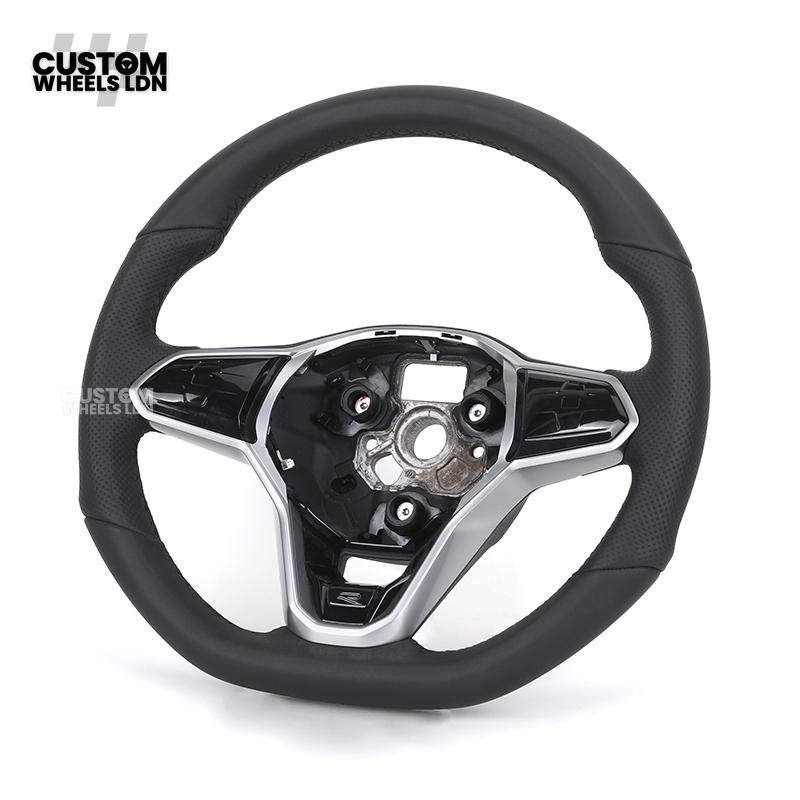 Volkswagen MK8 Custom Steering Wheel – OEM Style with Perforated Leather Grips & Piano Black Trim | Fits Golf GTI, R-Line + more | Plug & Play Upgrade