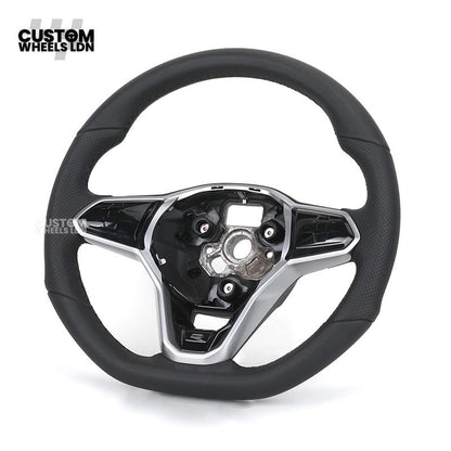 Volkswagen MK8 Custom Steering Wheel – OEM Style with Perforated Leather Grips & Piano Black Trim | Fits Golf GTI, R-Line + more | Plug & Play Upgrade
