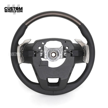Toyota Custom Steering Wheel – Dark Woodgrain Trim, Perforated Leather, OEM Shape with Paddles | Fits Camry, Auris, Corolla, RAV4 + More | Plug & Play Upgrade | Ideal for Daily Use or Executive Builds