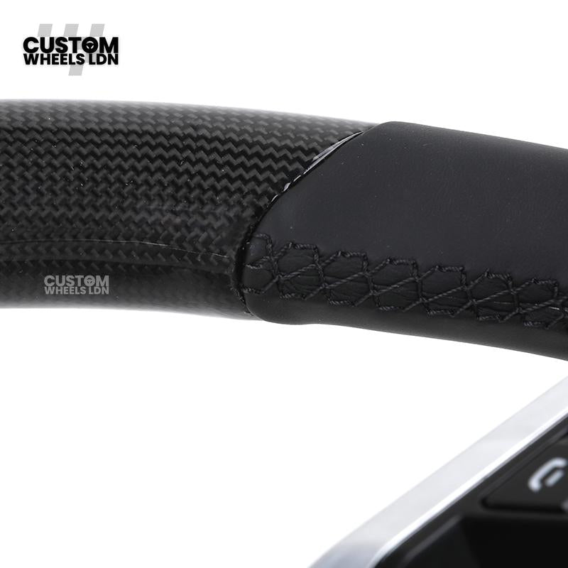 Porsche Custom Steering Wheel – Carbon Fibre & Leather with Chrome Trim | Fits 997, 991, Panamera, Cayenne, Cayman (2000+ Plug & Play)