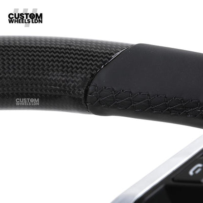 Porsche Custom Steering Wheel – Carbon Fibre & Leather with Chrome Trim | Fits 997, 991, Panamera, Cayenne, Cayman (2000+ Plug & Play)