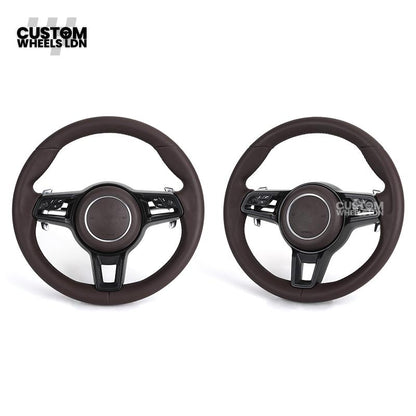 Porsche Custom Steering Wheel – Full Brown Leather | Fits 997, 991, Cayenne, Panamera (2000+ Plug & Play)