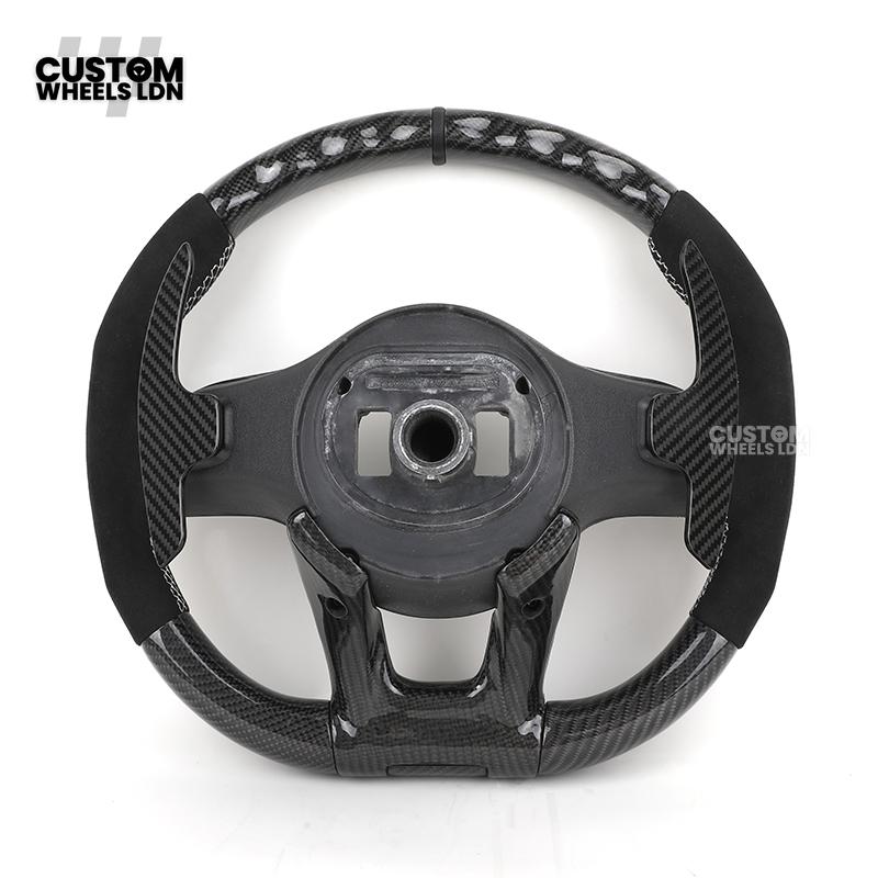 Mercedes Custom AMG Steering Wheel Flat Bottom Alcantara + Carbon Fiber | Red Stitching & Marker | Complete Retrofit | Fits G-Class, C-Class, E-Class, CLA, GLC, GLS, W205, W213 + more