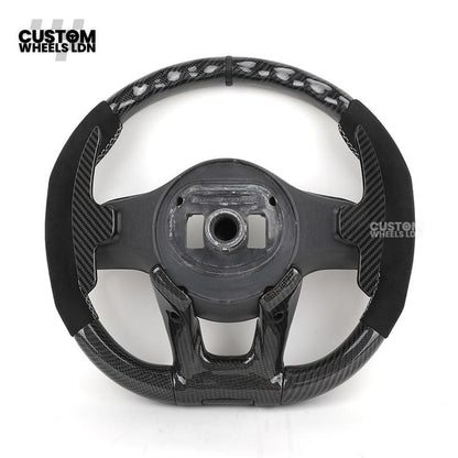 Mercedes Custom AMG Steering Wheel Flat Bottom Alcantara + Carbon Fiber | Red Stitching & Marker | Complete Retrofit | Fits G-Class, C-Class, E-Class, CLA, GLC, GLS, W205, W213 + more