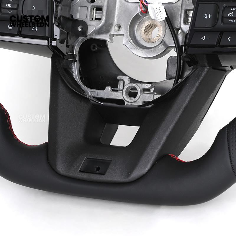 Toyota Custom GR Steering Wheel – Flat Bottom, Perforated Leather, Red Stitching, GR Badge | Fits Hilux GR Sport, Revo, Auris + More | Plug & Play | Complete Custom Spec Available | Upgrade for Older Models