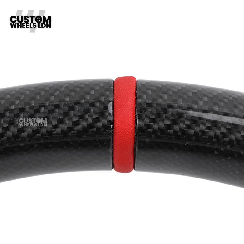 Mercedes Custom AMG Steering Wheel Carbon & Black Leather | Red Centre Stripe | AMG Style | Paddle Shifters | Complete Retrofit | Fits A-Class, C-Class, E-Class, GLC, CLA, W176, W205 + more