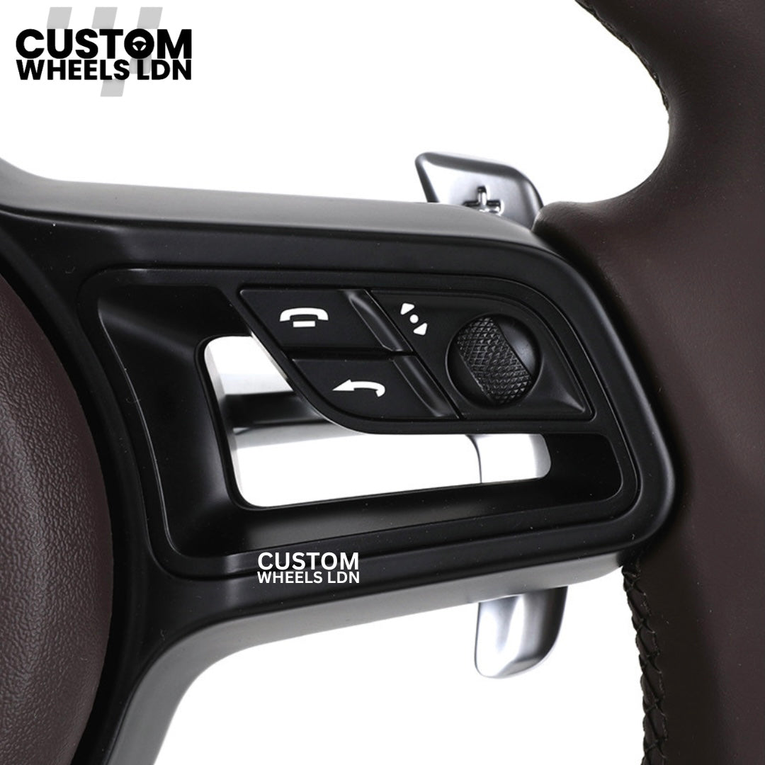 Porsche Custom Brown Full Leather Steering Wheel - Fits Most Models: 911, Cayenne, Panamera, Macan, Boxter, Taycan & More