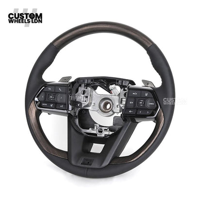 Toyota Custom Steering Wheel – Dark Woodgrain Trim, Perforated Leather, OEM Shape with Paddles | Fits Camry, Auris, Corolla, RAV4 + More | Plug & Play Upgrade | Ideal for Daily Use or Executive Builds