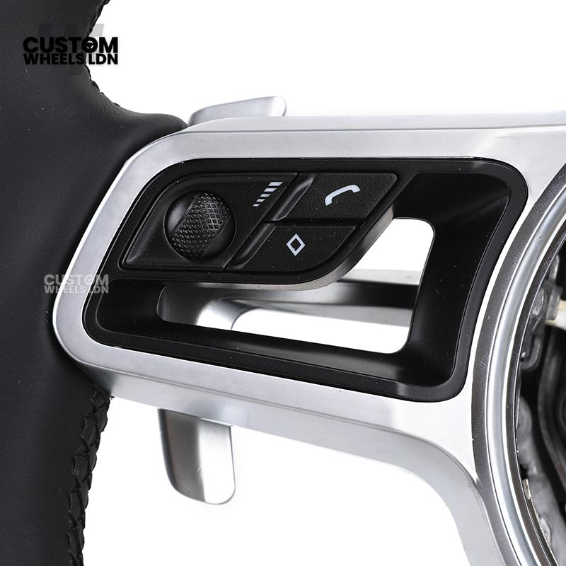 Porsche Custom Steering Wheel – Carbon Fibre & Leather with Chrome Trim | Fits 997, 991, Panamera, Cayenne, Cayman (2000+ Plug & Play)