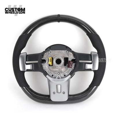 Mercedes Custom W223 AMG Flat Bottom Steering Wheel – Carbon Top & Bottom, Perforated Leather Grip, Gloss Black Trim, Touch Control Buttons | Fits C63, E63, S63, GLE, GLS, S-Class W223 + more | Plug & Play | With Airbag | Retrofit Upgrade for Older Models