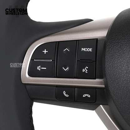 Toyota Custom Steering Wheel – Dark Cherry Wood Trim, Smooth Leather, OEM Controls | Fits Land Cruiser, Alphard, Camry + more | Plug & Play | Ideal Retrofit for a Luxury Finish