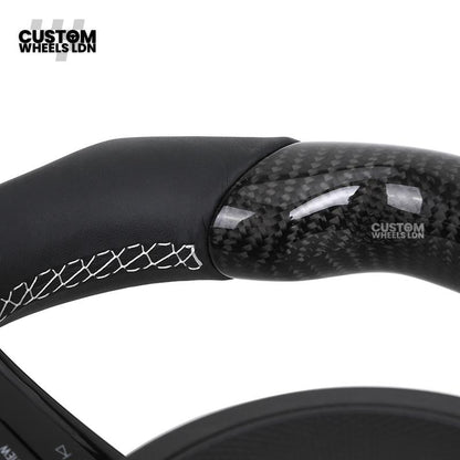Volkswagen MK7 Custom Steering Wheel – Blue Center Stripe | Carbon Fibre & Leather | Plug & Play | Complete Steering Wheel | Fits Golf MK7 / MK6 GTI, R + more