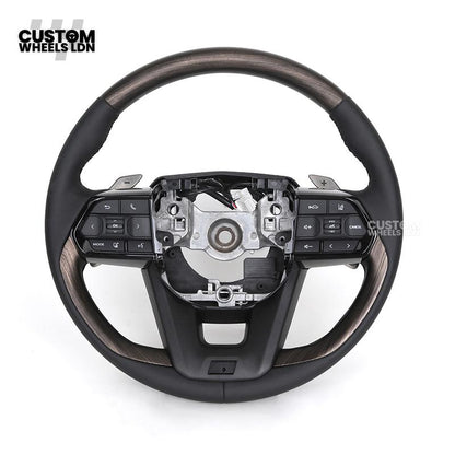 Toyota Custom Steering Wheel – Dark Woodgrain Trim, Perforated Leather, OEM Shape with Paddles | Fits Camry, Auris, Corolla, RAV4 + More | Plug & Play Upgrade | Ideal for Daily Use or Executive Builds