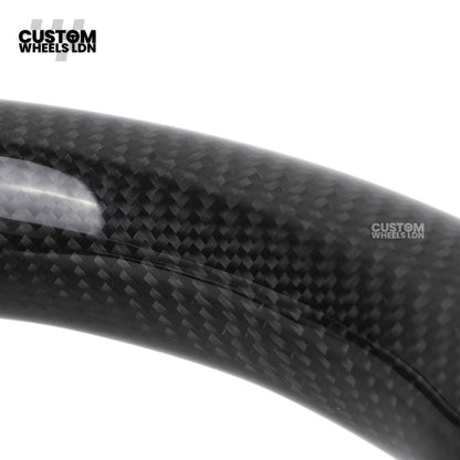 BMW Custom Carbon Fibre Steering Wheel – White Perforated Leather | M-Stripe Marker | Plug & Play | Fits older models