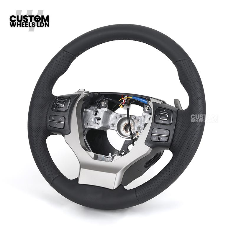 Lexus Custom F Sport Steering Wheel – Perforated Leather, Silver Trim, OEM Controls | Fits IS, GS, RC, RX + more | Plug & Play | Luxury Retrofit Upgrade