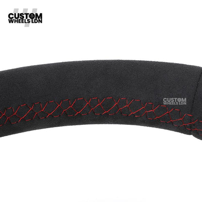 Audi Custom B9 Flat Bottom Steering Wheel – Alcantara Grip, Red Stitching, Red Centre Stripe, Black Paddles, RS3 Badge | Fits A3, S3, RS3, A4, S4, A5, S5, Q5, SQ5 + more | Plug & Play | With Airbag | Upgrade for Older Models Available