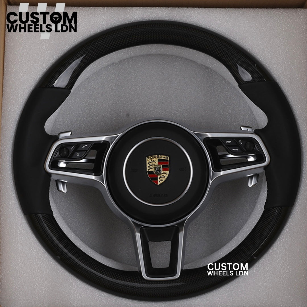 Porsche Custom Carbon Fibre OEM Steering Wheel - Fits Most Models: 911, Cayenne, Panamera, Macan, Boxter, Taycan & More)