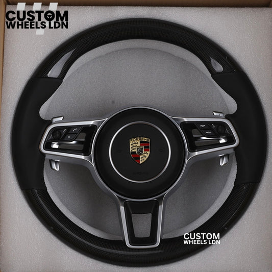 Porsche Custom Carbon Fibre OEM Steering Wheel - Fits Most Models: 911, Cayenne, Panamera, Macan, Boxter, Taycan & More)