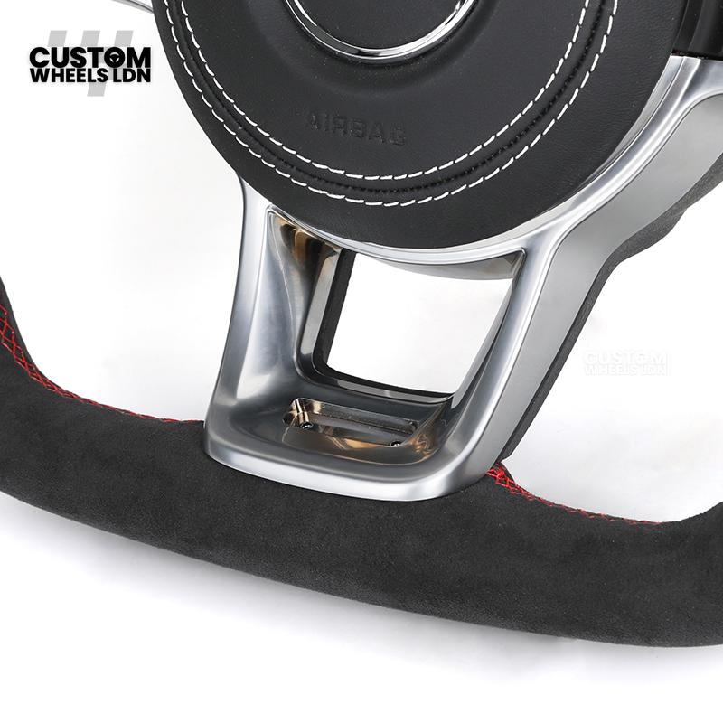VW MK7 Custom Steering Wheel | Full Alcantara Wrap, Red Stitching & Stripe | Complete Plug & Play Wheel | Fits Golf MK7, GTI, R + more