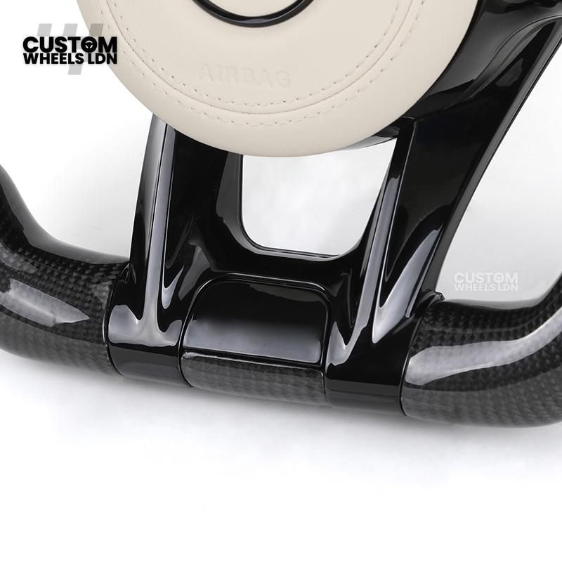 Mercedes Custom Steering Wheel | Piano Black & Carbon Fibre with Full Cream Leather | AMG Style | Complete Retrofit | Fits W205 W204 W212 W213 W218 + more