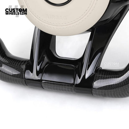 Mercedes Custom Steering Wheel | Piano Black & Carbon Fibre with Full Cream Leather | AMG Style | Complete Retrofit | Fits W205 W204 W212 W213 W218 + more