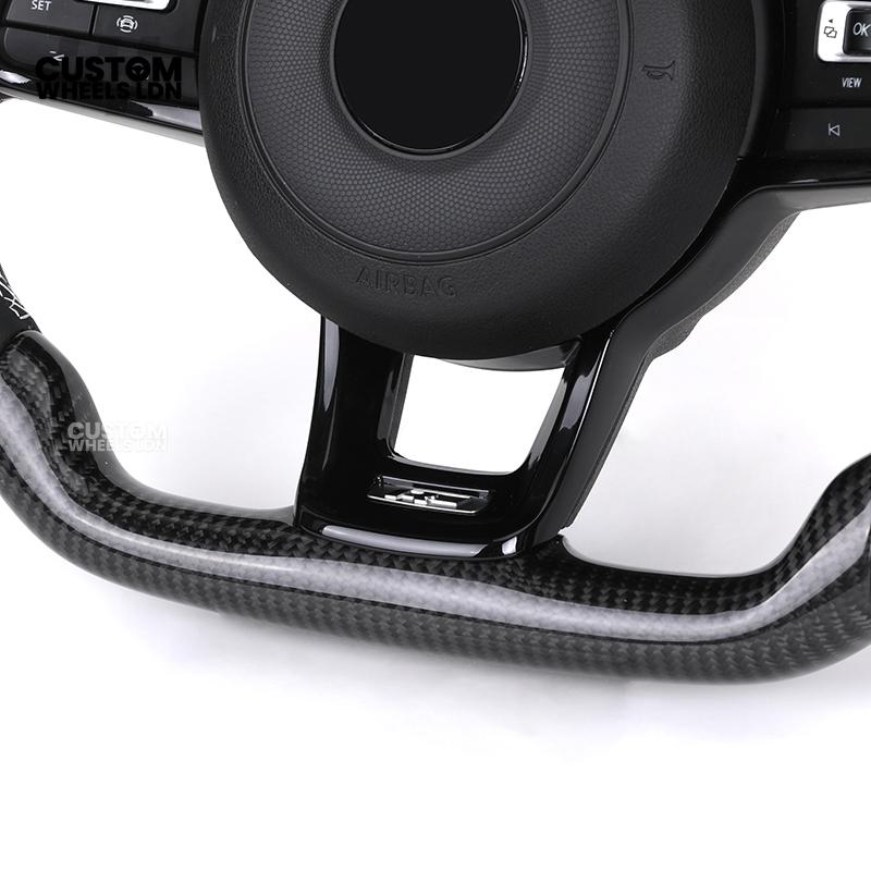 Volkswagen MK7 Custom Steering Wheel – Blue Center Stripe | Carbon Fibre & Leather | Plug & Play | Complete Steering Wheel | Fits Golf MK7 / MK6 GTI, R + more
