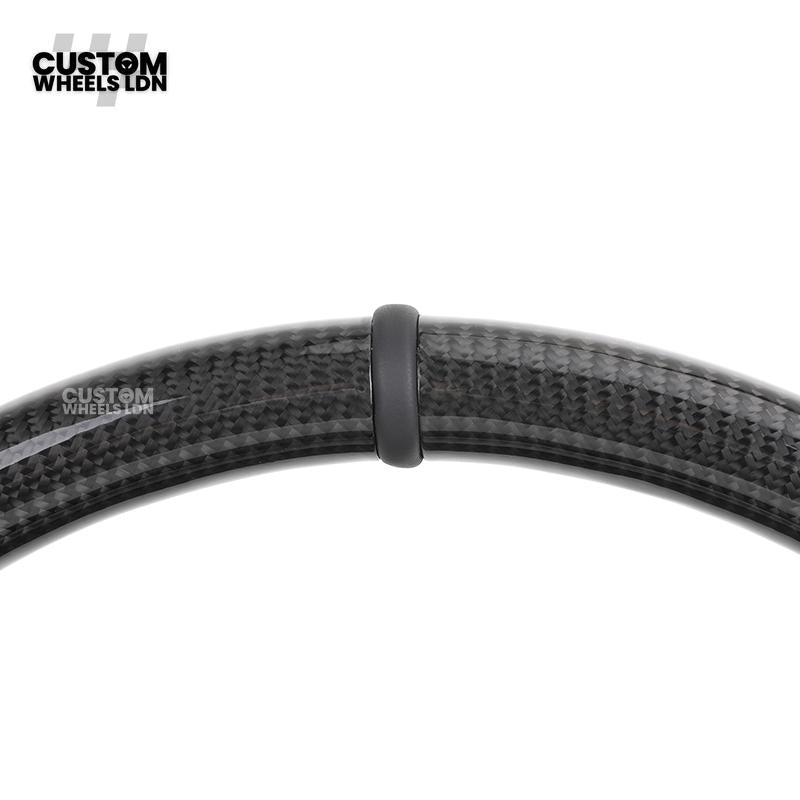 Mercedes Custom Steering Wheel | AMG Style Carbon & Leather | Full Black with Silver Trim | Complete Retrofit for Older Models | Fits W204 W212 W218 + more