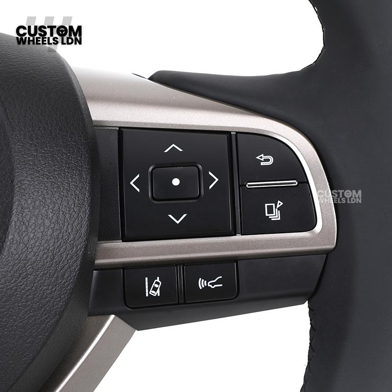 Toyota Custom Steering Wheel – Dark Cherry Wood Trim, Smooth Leather, OEM Controls | Fits Land Cruiser, Alphard, Camry + more | Plug & Play | Ideal Retrofit for a Luxury Finish