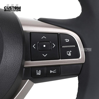 Toyota Custom Steering Wheel – Dark Cherry Wood Trim, Smooth Leather, OEM Controls | Fits Land Cruiser, Alphard, Camry + more | Plug & Play | Ideal Retrofit for a Luxury Finish