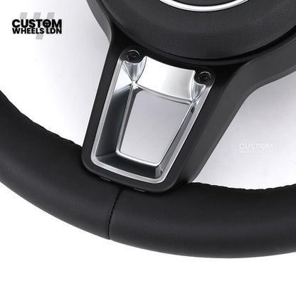 Porsche Custom Steering Wheel – Black Leather with Chrome Trim | Fits 997, 991, Panamera, Cayenne, Cayman (2000+ Plug & Play)