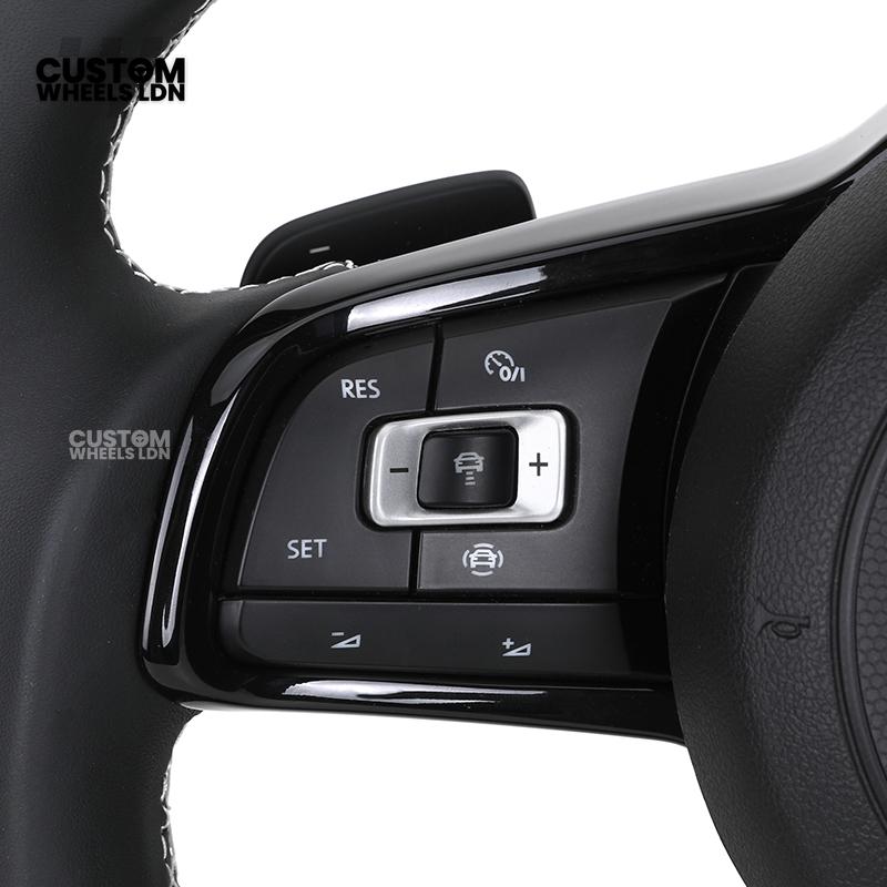 Volkswagen MK7 Custom Steering Wheel – Blue Center Stripe | Carbon Fibre & Leather | Plug & Play | Complete Steering Wheel | Fits Golf MK7 / MK6 GTI, R + more