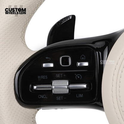 Mercedes Custom Steering Wheel | Piano Black & Carbon Fibre with Full Cream Leather | AMG Style | Complete Retrofit | Fits W205 W204 W212 W213 W218 + more