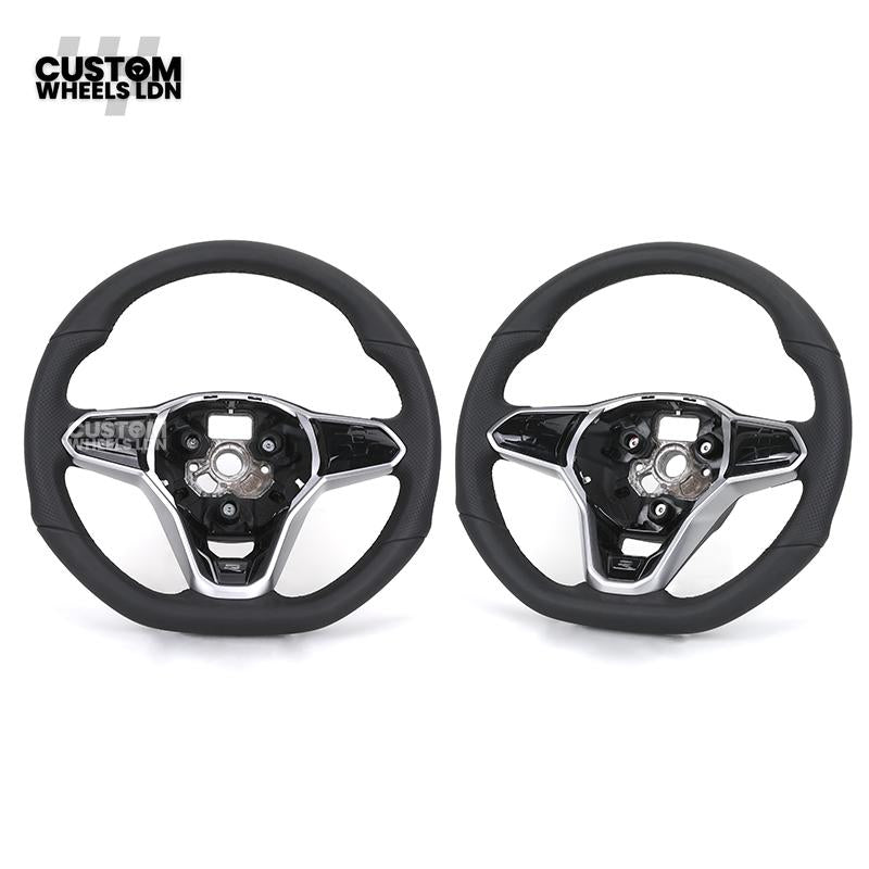 Volkswagen MK8 Custom Steering Wheel – OEM Style with Perforated Leather Grips & Piano Black Trim | Fits Golf GTI, R-Line + more | Plug & Play Upgrade