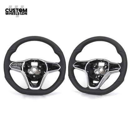 Volkswagen MK8 Custom Steering Wheel – OEM Style with Perforated Leather Grips & Piano Black Trim | Fits Golf GTI, R-Line + more | Plug & Play Upgrade