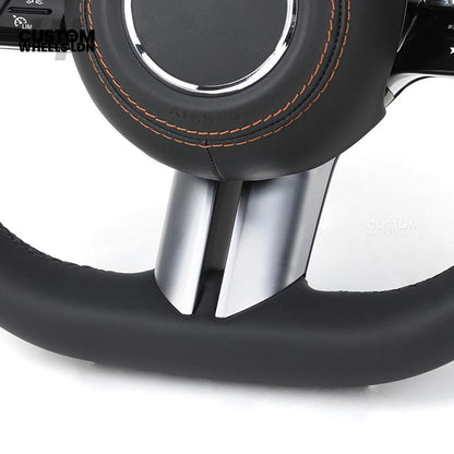 Mercedes Custom W223 Flat Bottom Steering Wheel – Black Leather, Tan Stitching, Silver Trim, Touch Control Buttons | Fits S-Class W223, GLE, GLS, E-Class W213 Facelift + more | Plug & Play | With Airbag | Retrofit Upgrade for Older Models Available