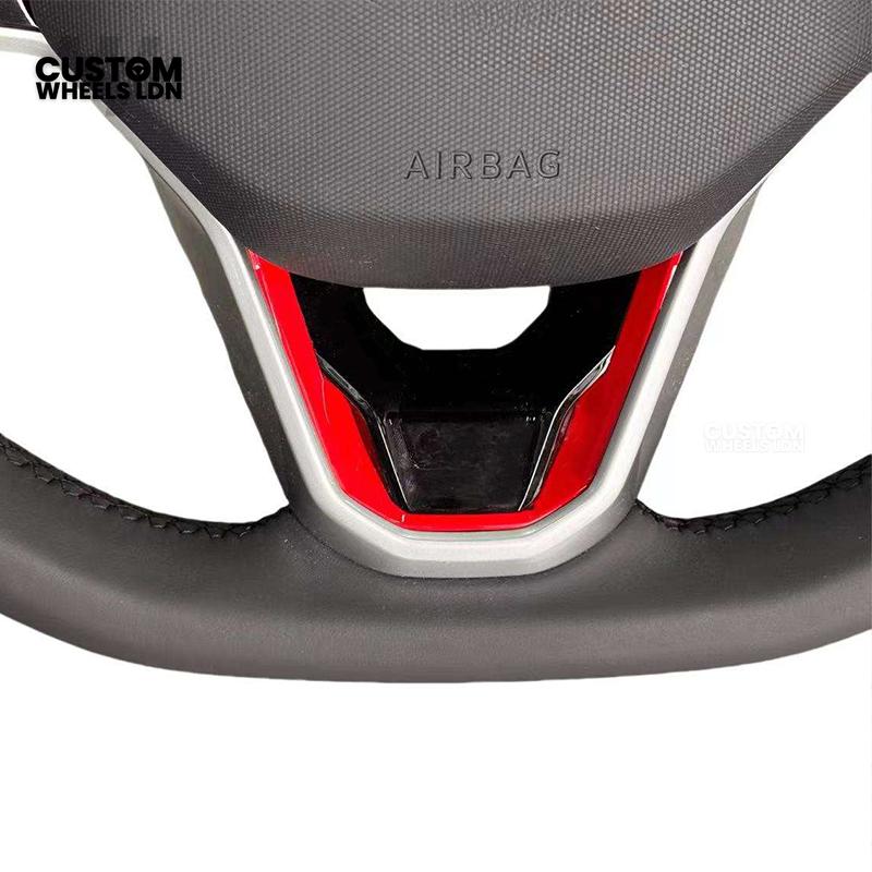VW MK8 Golf Custom Steering Wheel with Red Trim | Fits GTI, R, R-Line + more | Complete Plug & Play