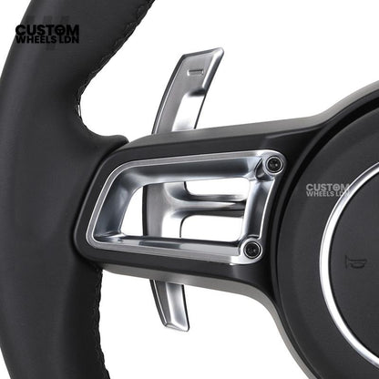 Porsche Custom Steering Wheel – Black Leather with Chrome Trim | Fits 997, 991, Panamera, Cayenne, Cayman (2000+ Plug & Play)